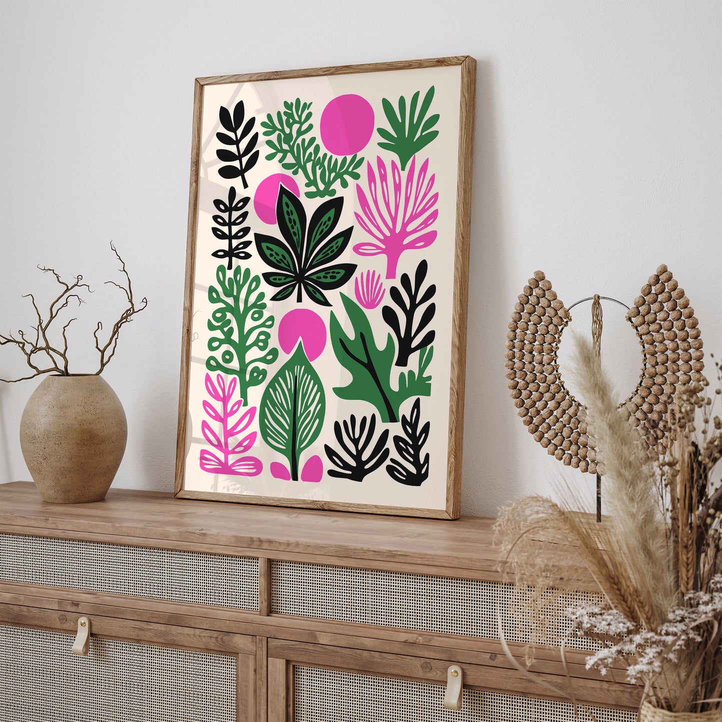 Retro Colorful Cut Outs Nature Print