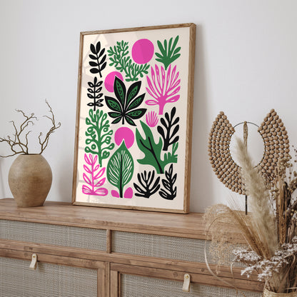 Retro Colorful Cut Outs Nature Print