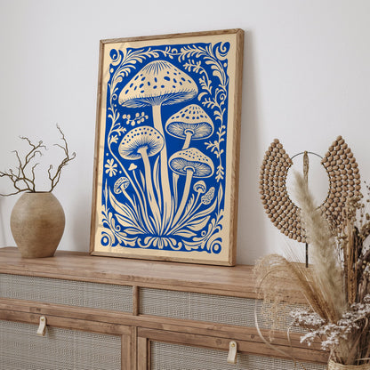 Blue Mushroom Poster