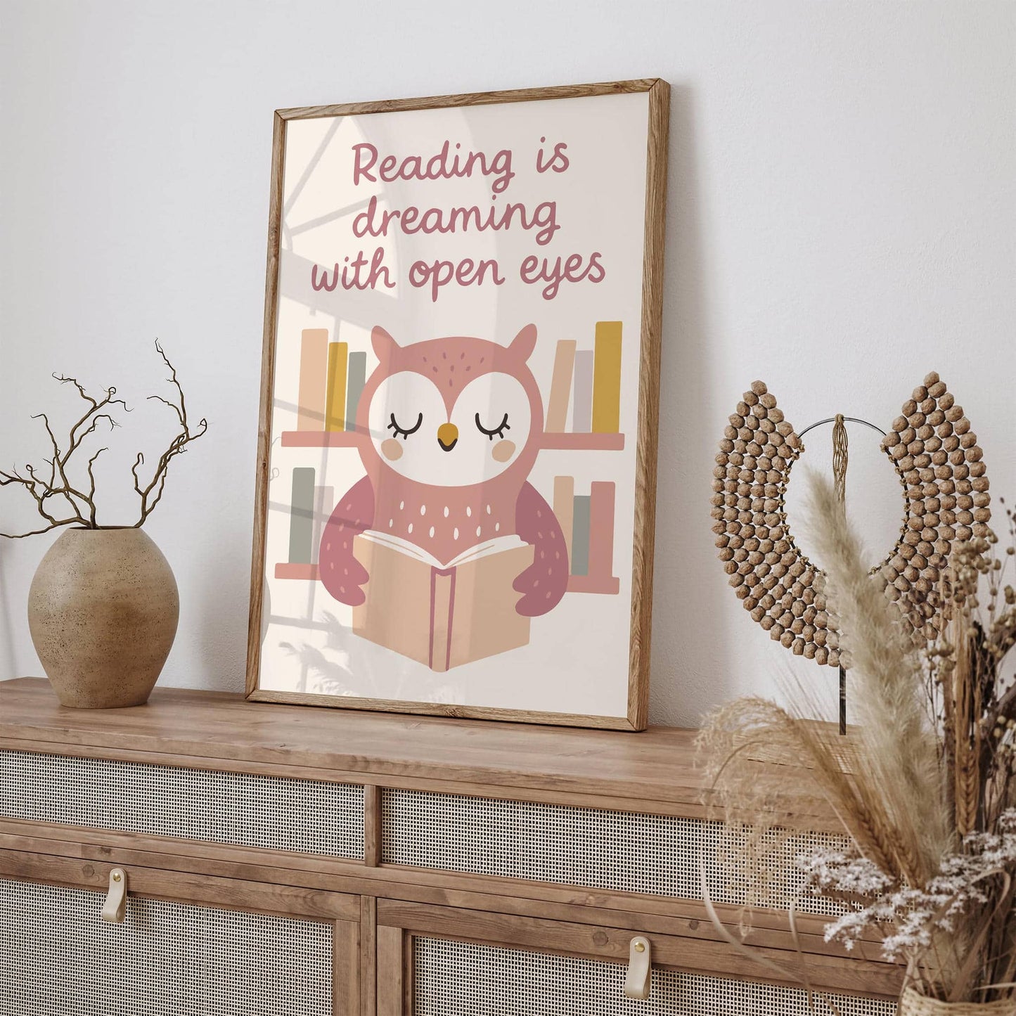 Reading is Dreaming Poster - Reading Owl Print