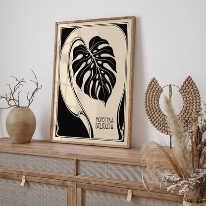 Art Deco Monstera Leaf Poster