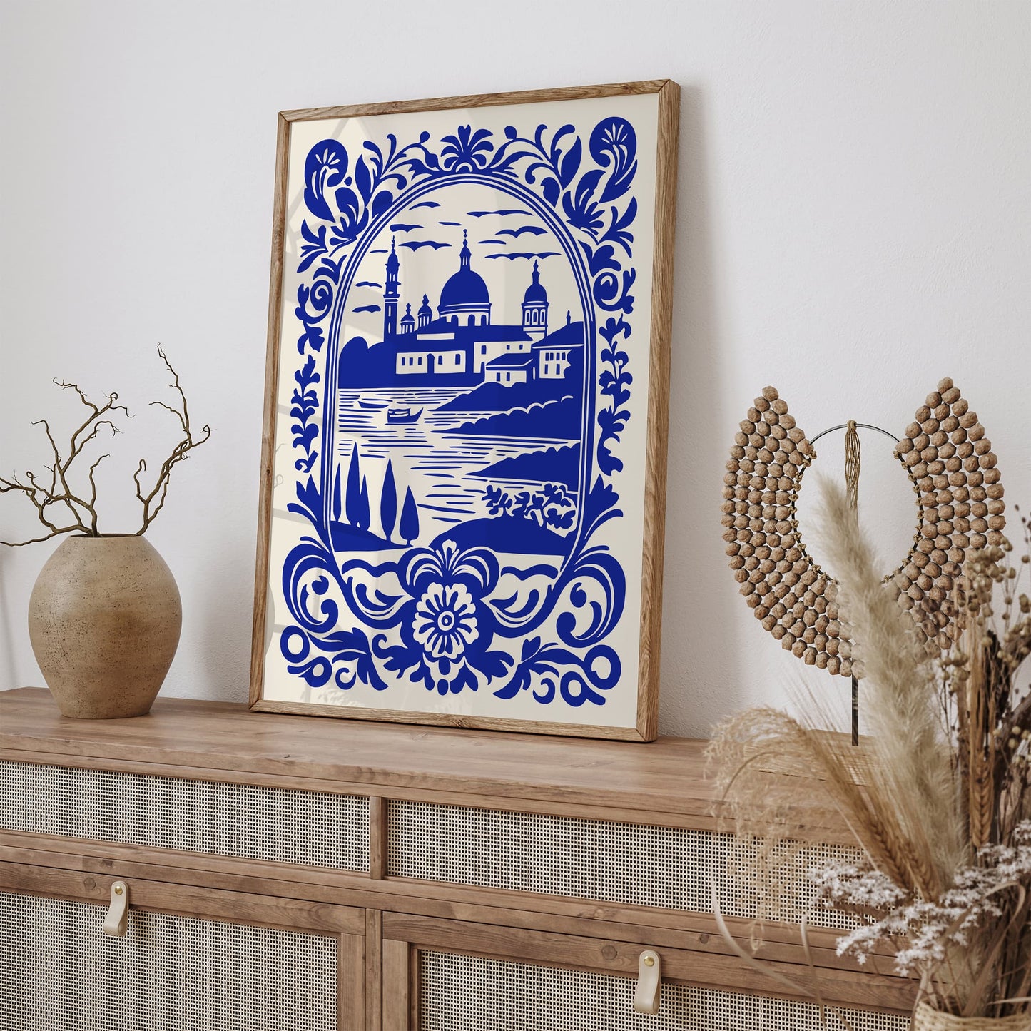 European Cityscape Blue Poster