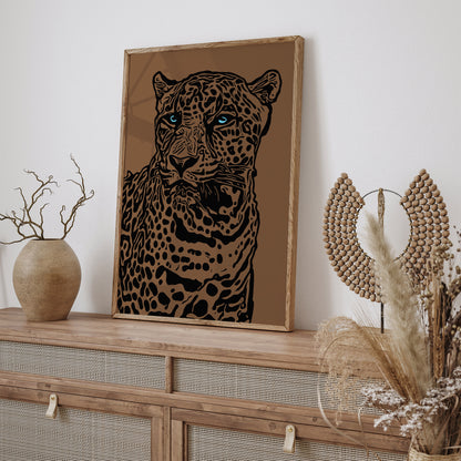 Brown Monochrome Jungle Cat Wall Art