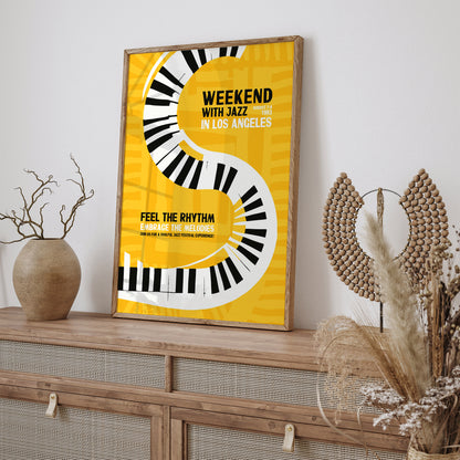 Weekend with Jazz in LA Yellow Art Print