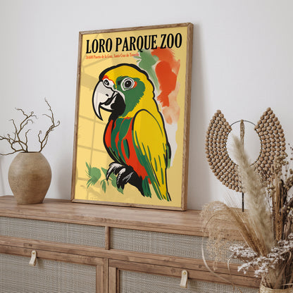 Loro Parqie Zoo Retro Parrot Poster