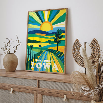 Fort Dodge Iowa Travel Retro Wall Art