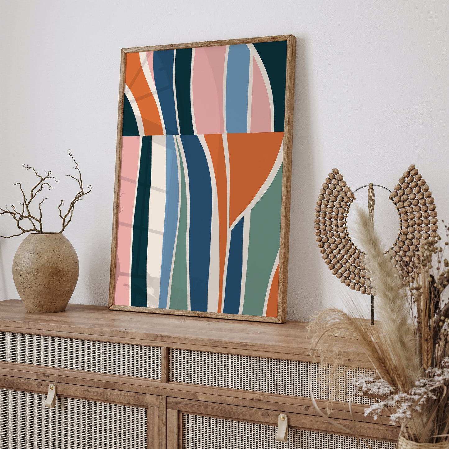 Mid Century Modern Striped Art Print