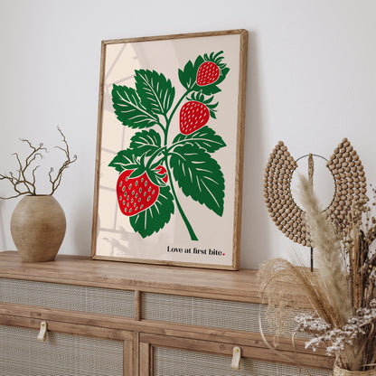 Love at first bite - Strawberry Art Print