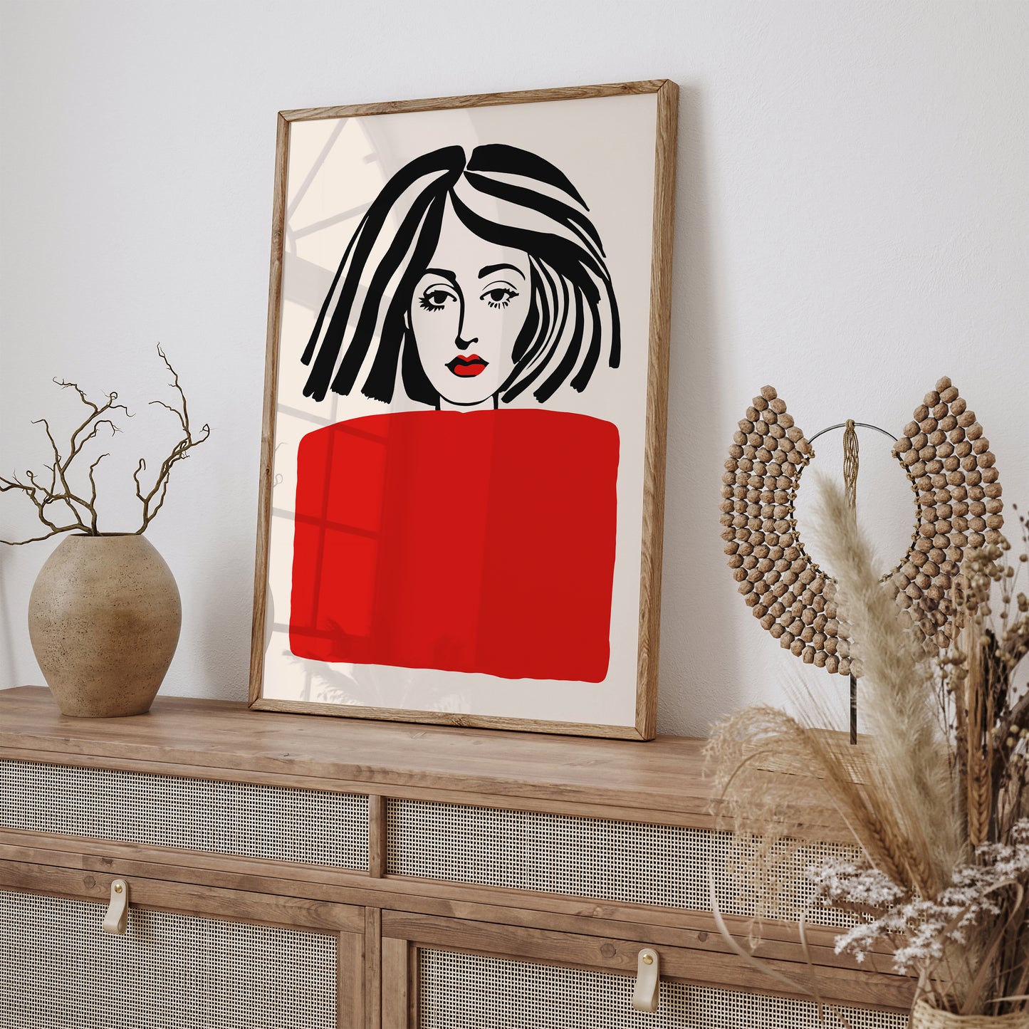 Red Lips Girl Portrait Poster