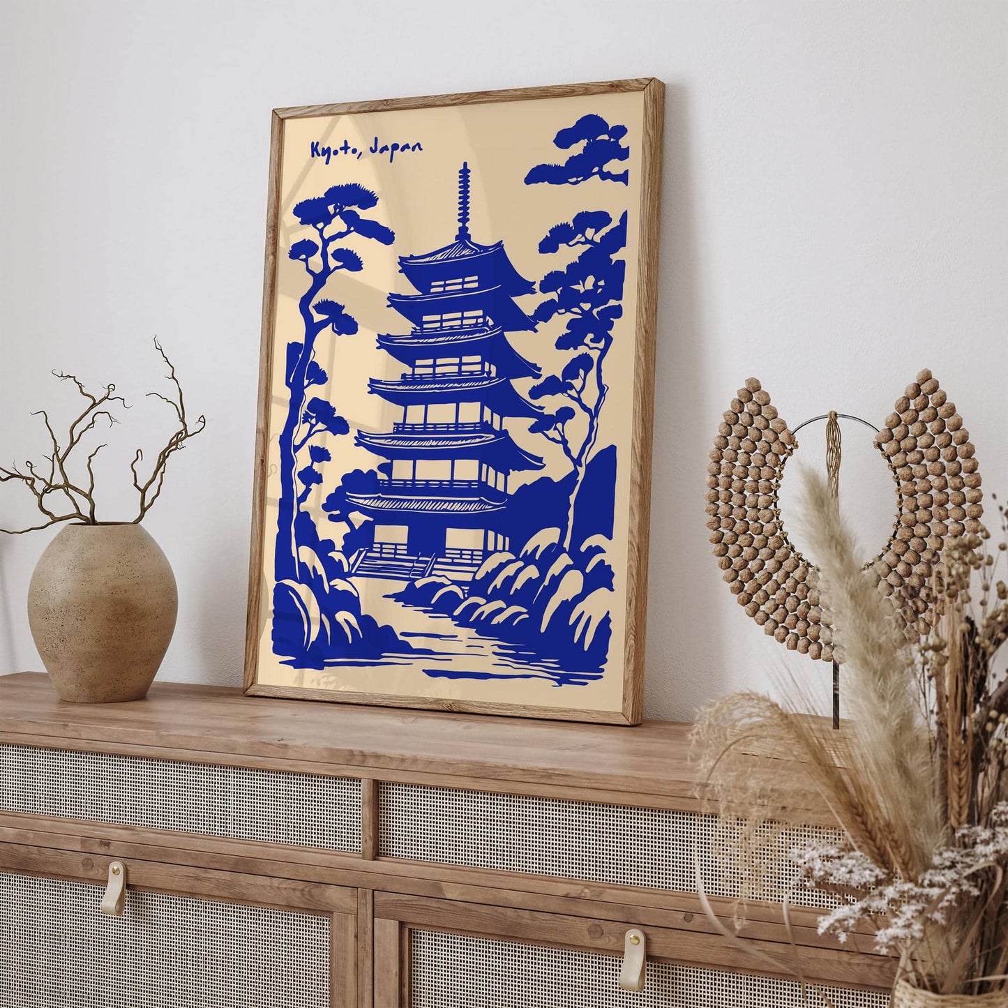 Kyoto Japan Blue Travel Poster