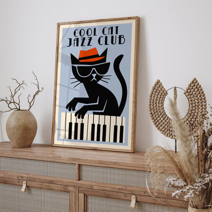 Cool Cat Jazz Club Retro Art Poster