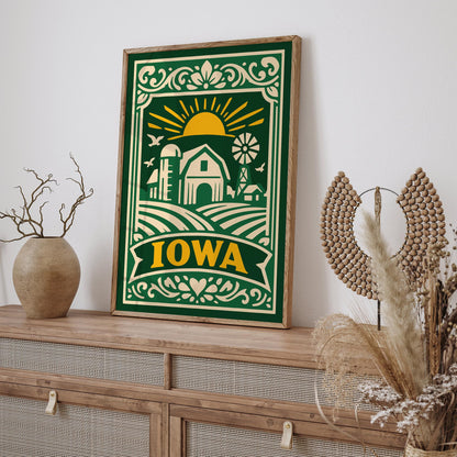 Iowa Green Poster - Travel Wall Art Print