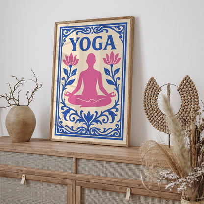 Pink and Blue Yoga Poster