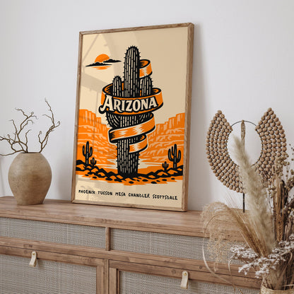 Arizona Saguaro Cactus Poster – Desert Wall Art