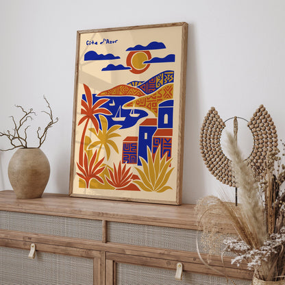 Côte d’Azur French Riviera Poster – Travel Wall Art Print