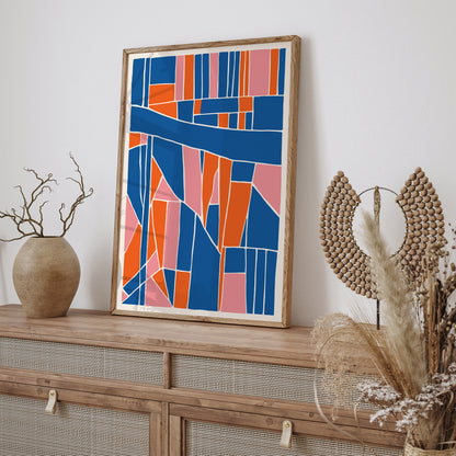 Retro Modern Blue Home Art