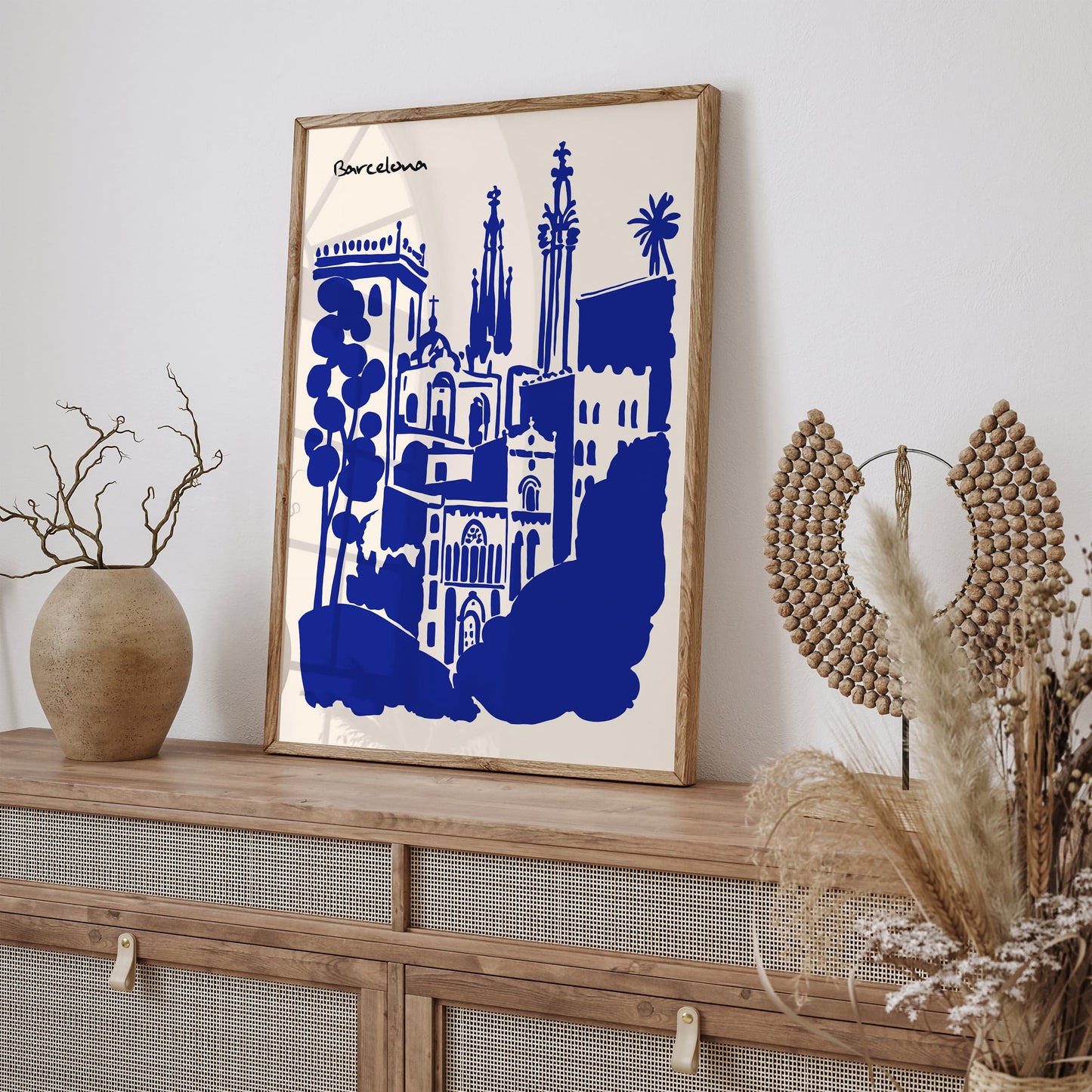 Barcelona Blue Cityscape Wall Art Print