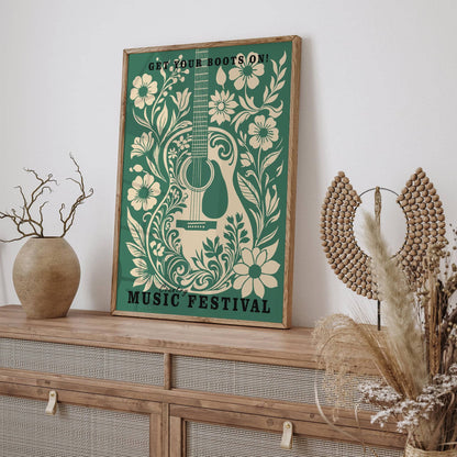 Green Country Music Retro Poster