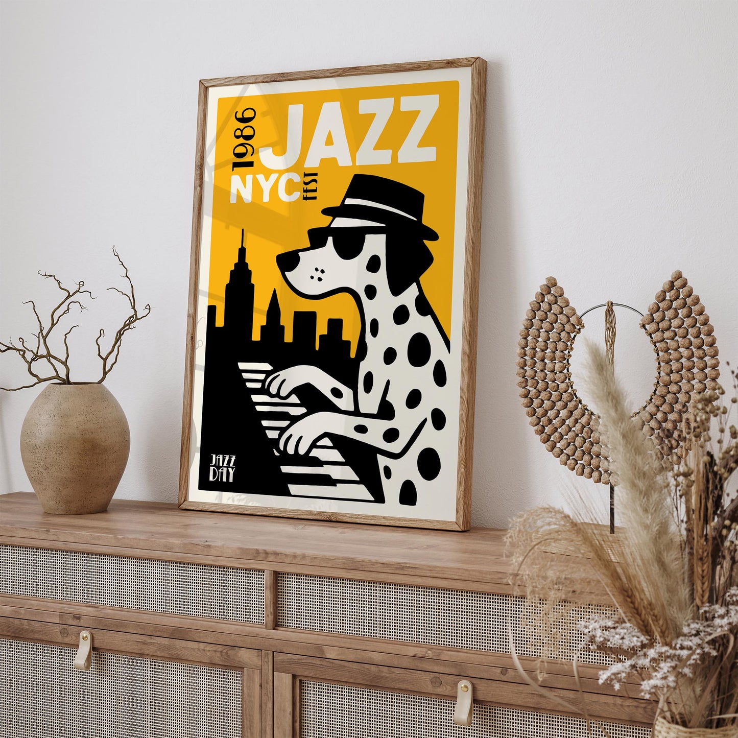Cool Dalmatian Dog Jazz Pianist Art Print