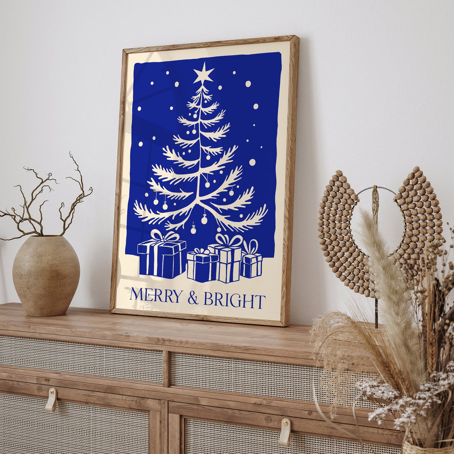 Blue Christmas Tree Art Print 2024