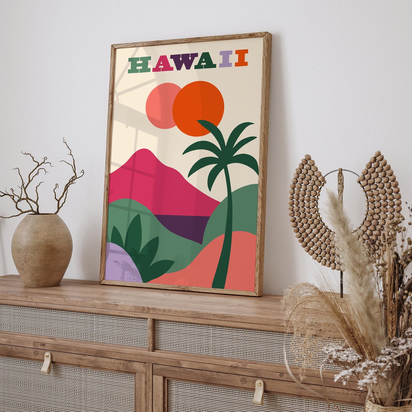 Hawaii Travel Poster - Colorful Abstract Landscape Print