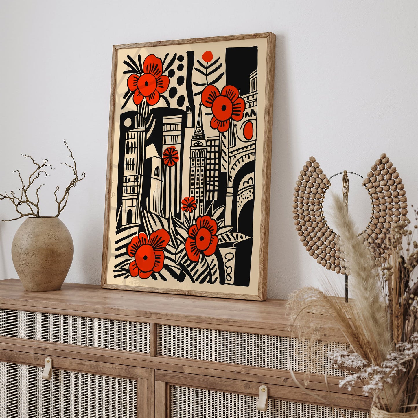 Retro Red London Cityscape Poster