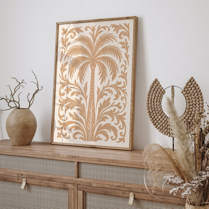 Soft Beige Palm Tree Art Print - Trendy Boho Poster 2026