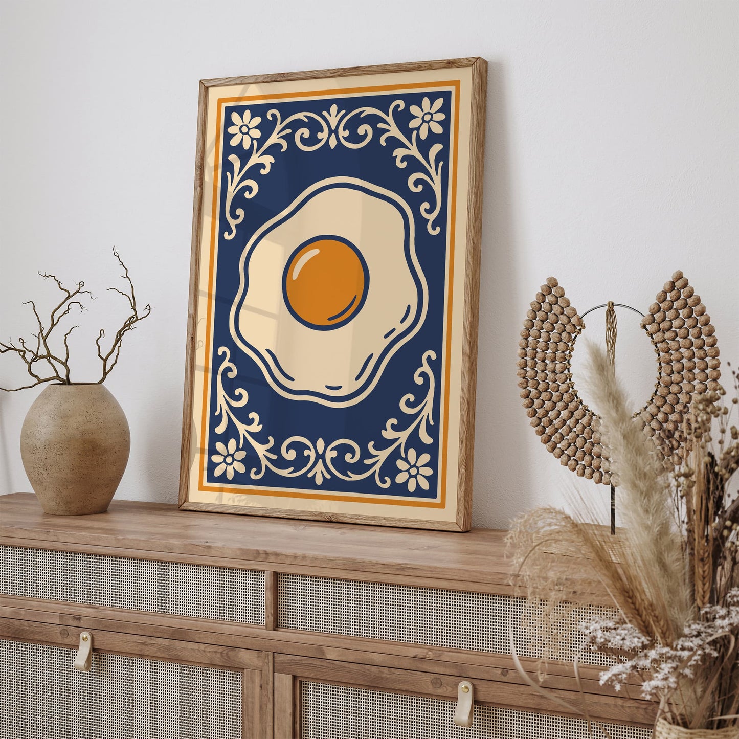 Fried Egg Rococo Style Poster - Elegant Kitchen Wall Art