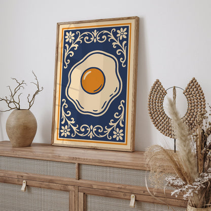 Fried Egg Rococo Style Poster - Elegant Kitchen Wall Art
