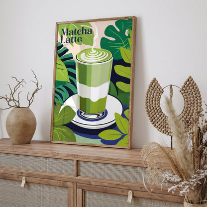 Matcha Latte Drink Green Poster