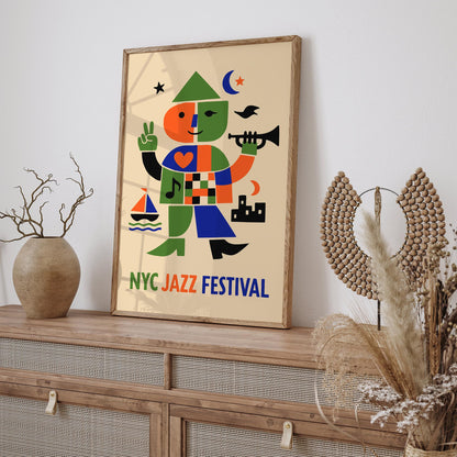 NYC Jazz Festival Art Print - Retro Music Poster