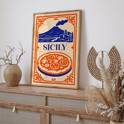 Sicily Italy Travel Poster - Mount Etna Scenic Wall Art 2026