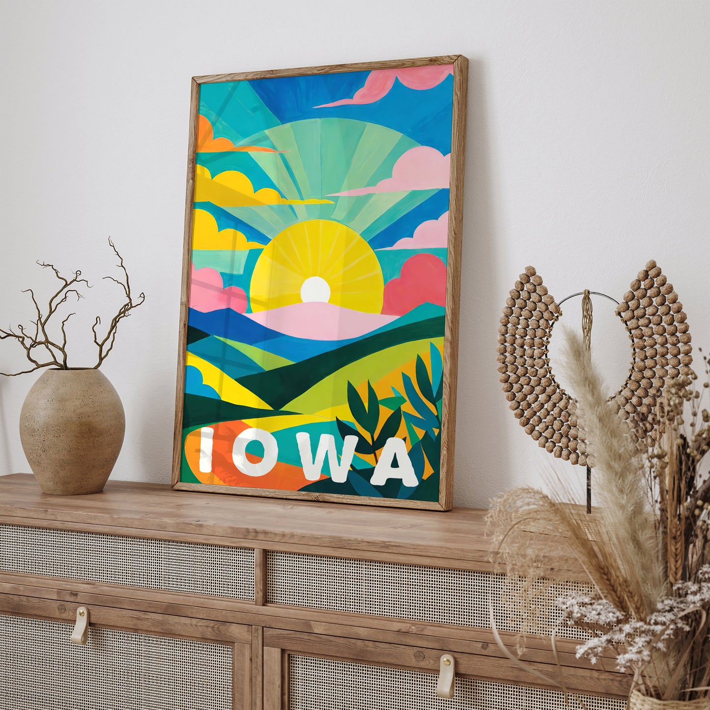 Iowa Sunset Travel Poster Retro Print