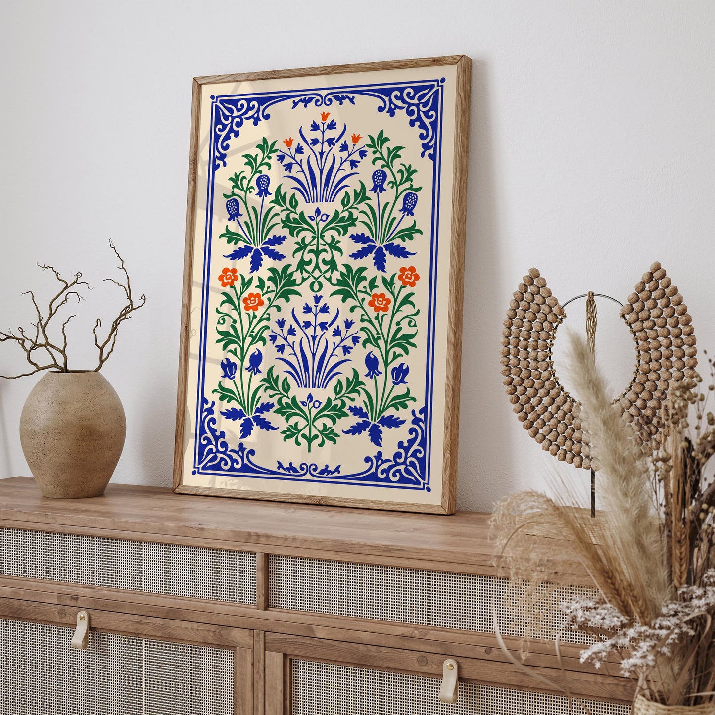 Rustic Folk Floral Wall Art Print
