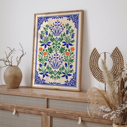 Rustic Folk Floral Wall Art Print