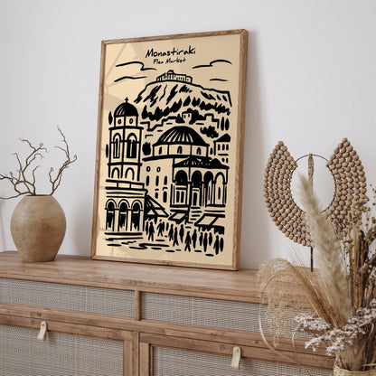 Monastiraki Market Poster - Athens Greece Travel Wall Art