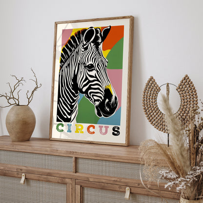 Retro Circus Zebra Colorful Poster