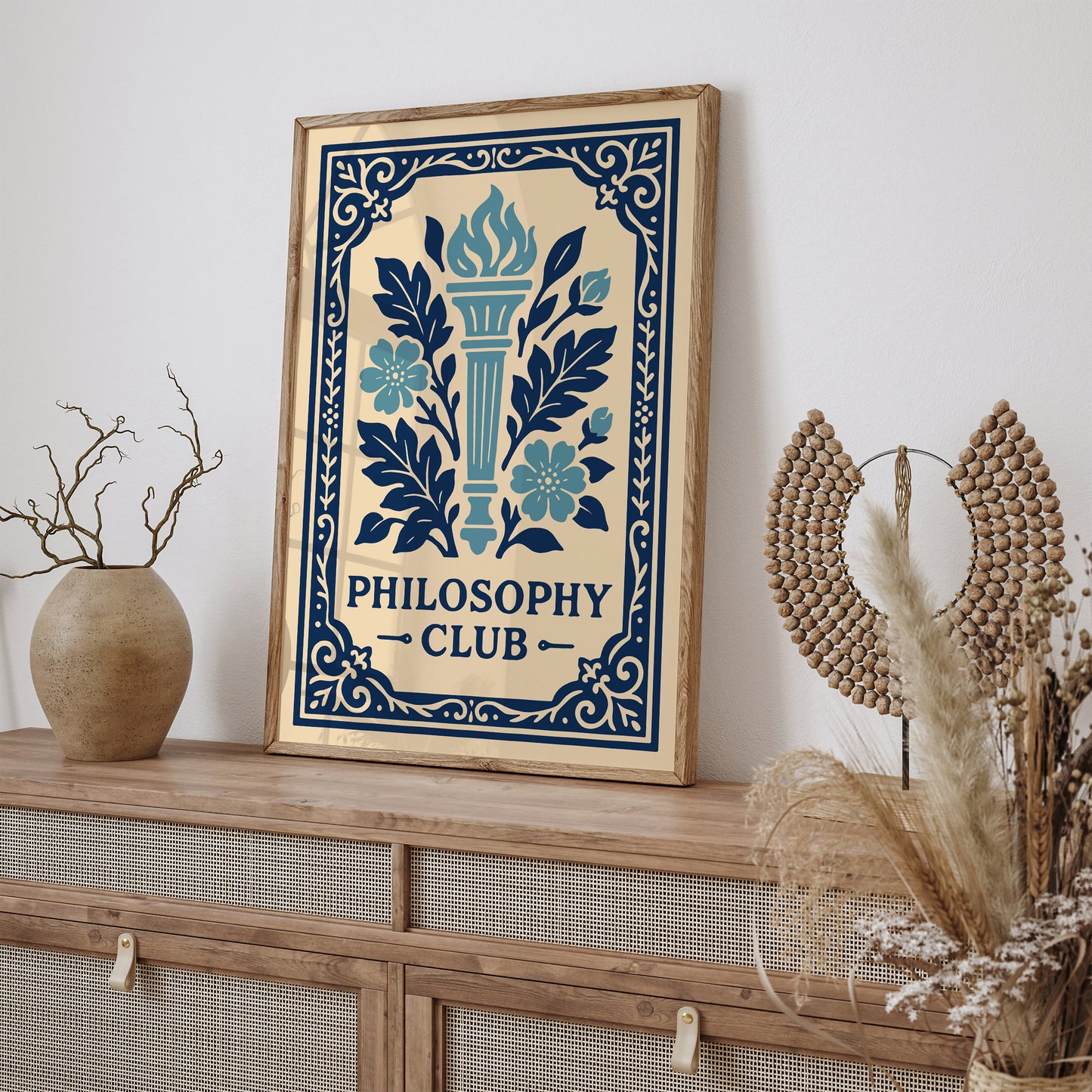 Philosophy Club Wall Art Print - Blue Rococo Style Poster