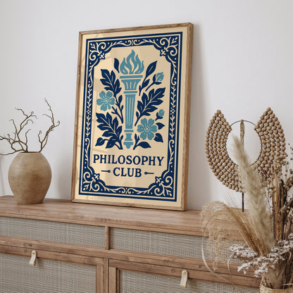 Philosophy Club Wall Art Print - Blue Rococo Style Poster
