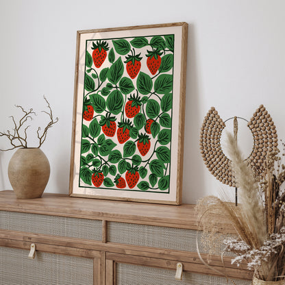 1950s Strawberry Poster - Retro Kitchen Wall Art