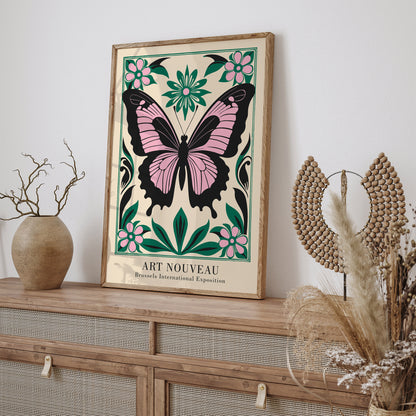 Art Nouveau Butterfly Vintage Art Print