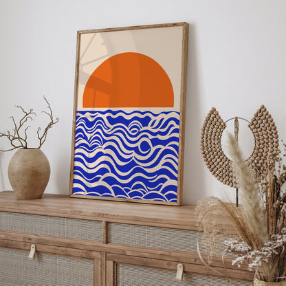 Mid Century Sun Waves Art Print 2024