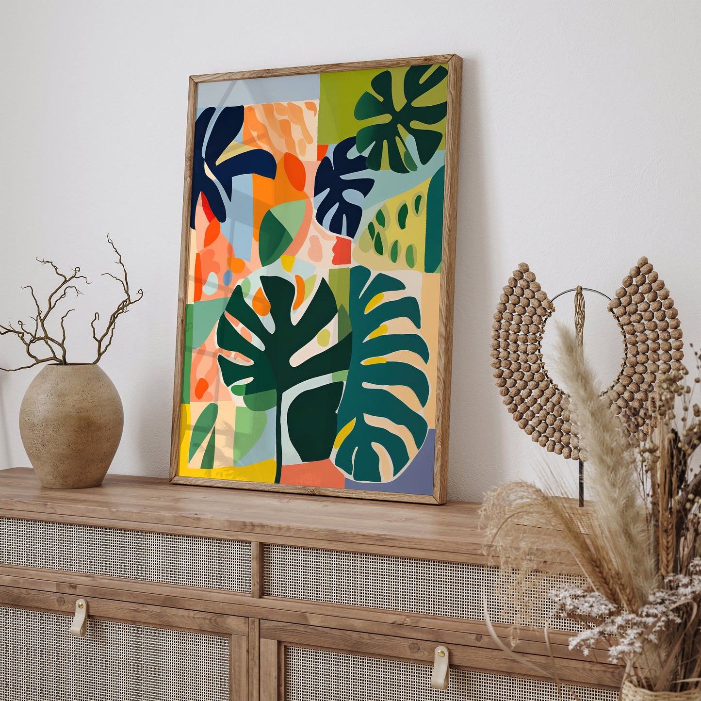 Colorful Monstera Leaves Art Print