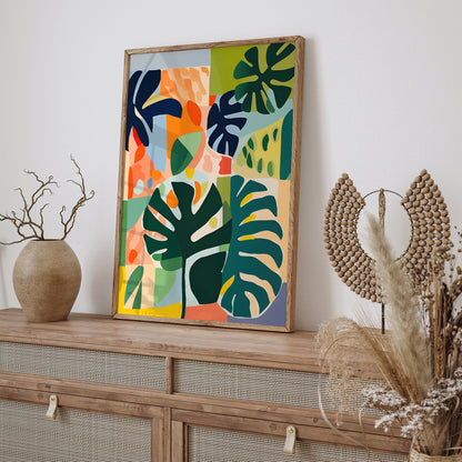 Colorful Monstera Leaves Art Print