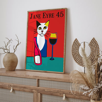 Jane Eyre 45 Vintage Wine Cat Poster