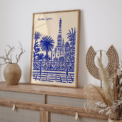 Seville Spain Blue Travel Poster