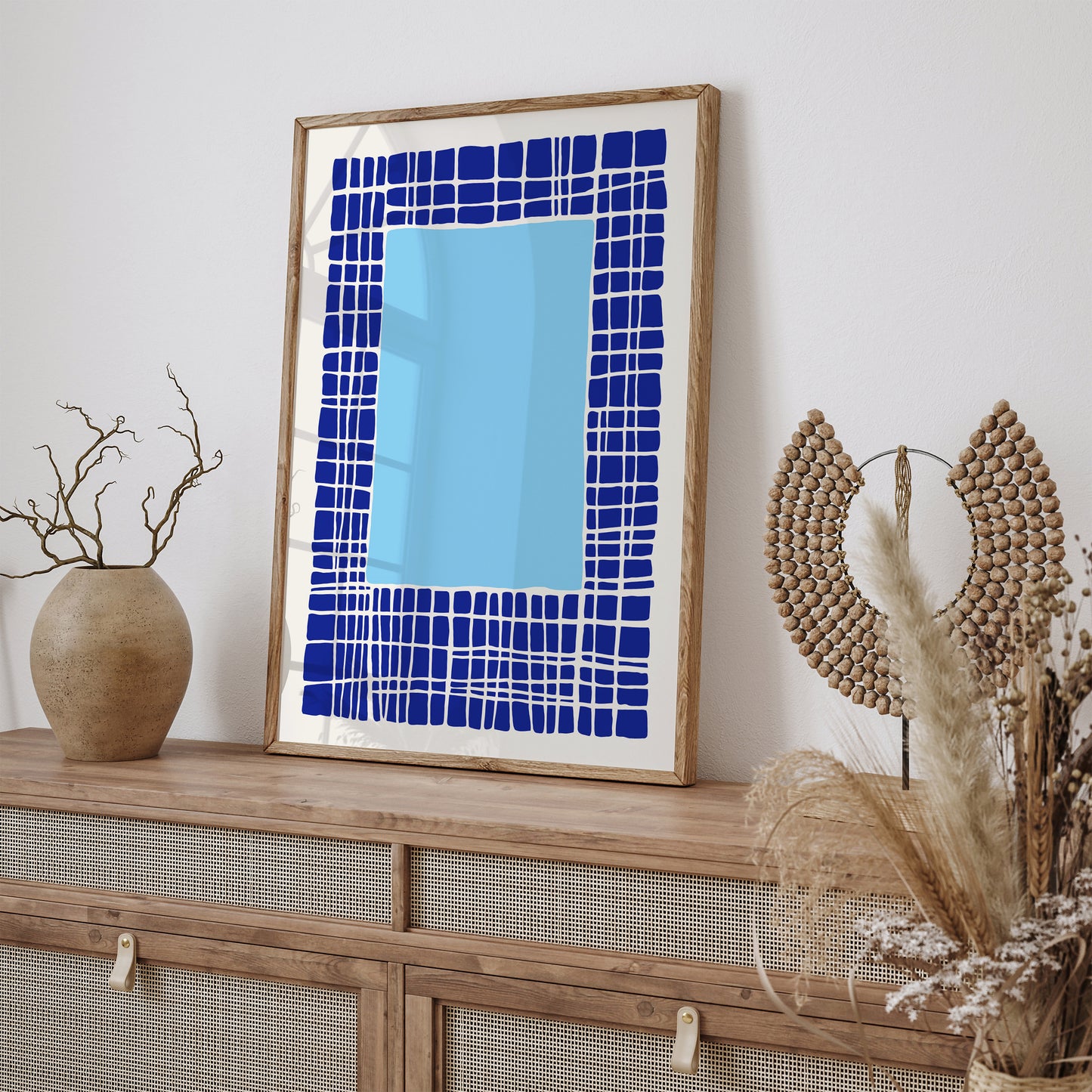 Blue Minimalist Print Bathroom Decor