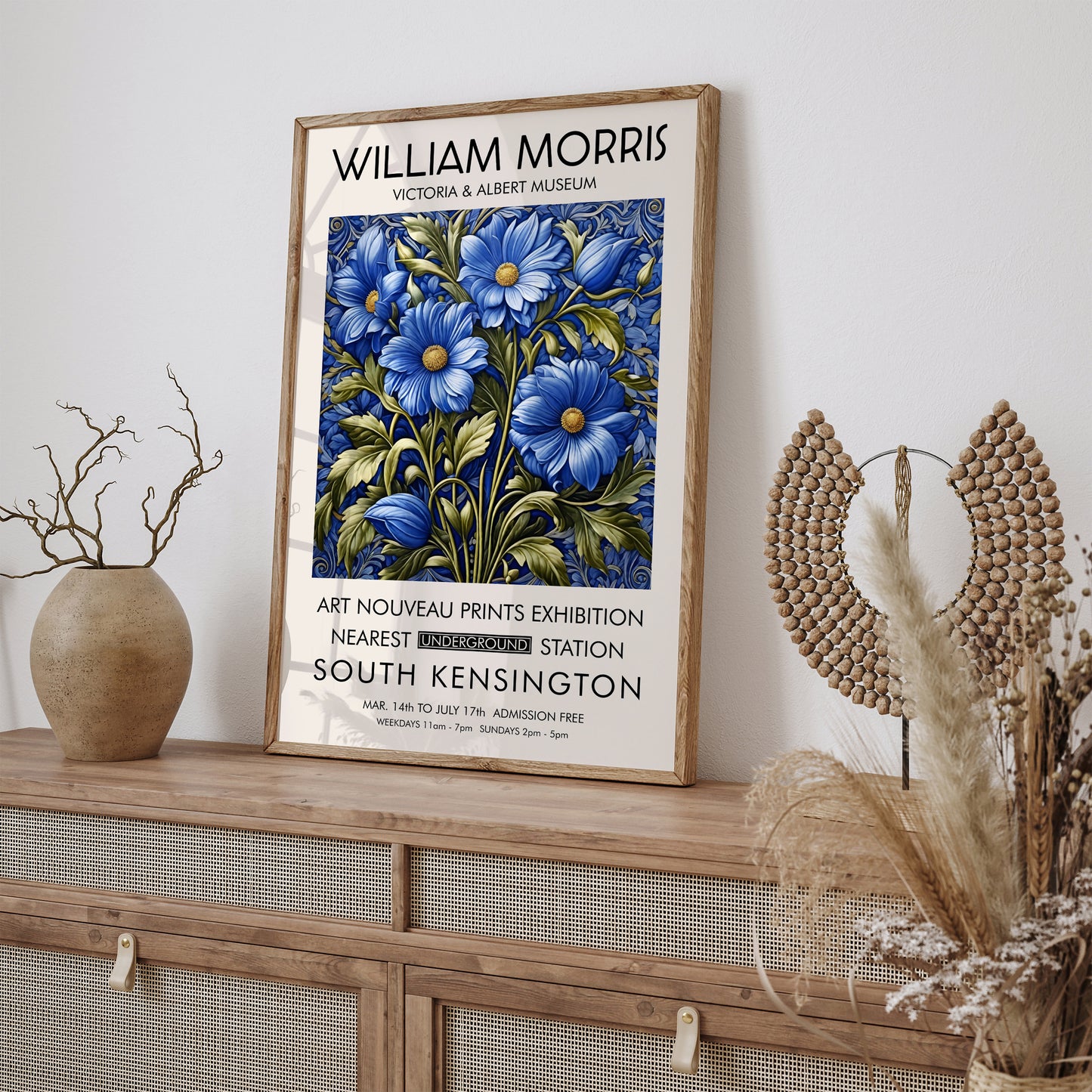 William Morris Blue Floral Poster