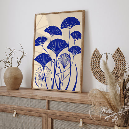 Blue Ginkgo Biloba Art Print 2024