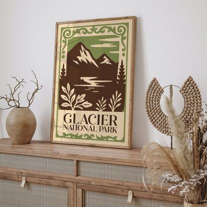 Glacier National Park Mountain Landscape Poster